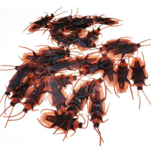 20 Cucarachas Broma Plástico Insectos Tacto Real Halloween