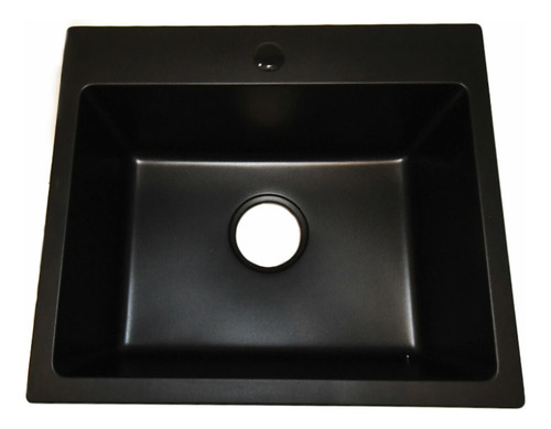 Pileta Simple De Cuarzo Rectangular Color Negro Mate 50x43x2