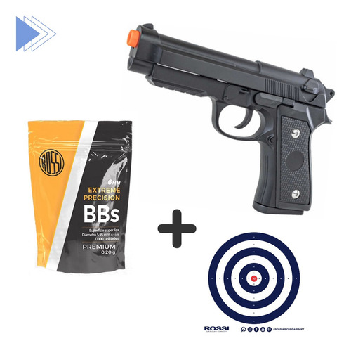 Pistola Airsoft V22 Pt92 Mola Spring Slide Metal+bbs+alvo