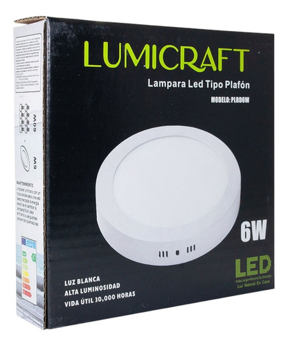 5 Pack Plafon Led Spot Sobreponer 6w Luz Blanca Redonda 11cm Estructura Blanco
