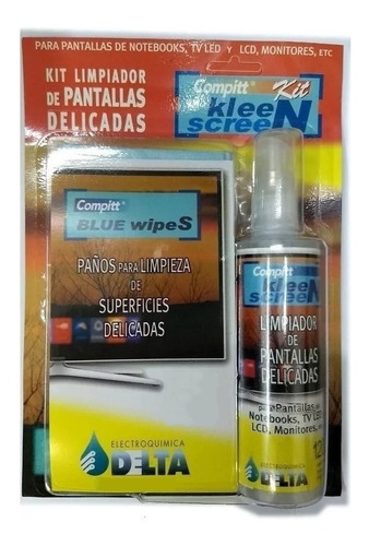 Limpiador De Pantallas Delta Blue Wipes 4 Paños 60cc