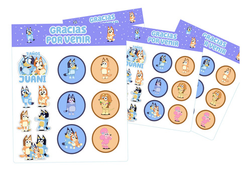 Souvenir Sticker Bluey Para Cumpleaños X 10