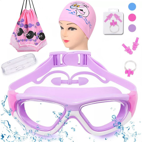 Gafas Goggles Natación Para Niños Antivaho Protección 6 En 1 Color Violeta