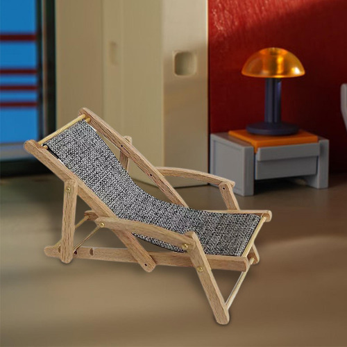1/12 Mini Silla Al Aire Libre Artesanía Para Paisaje Gris