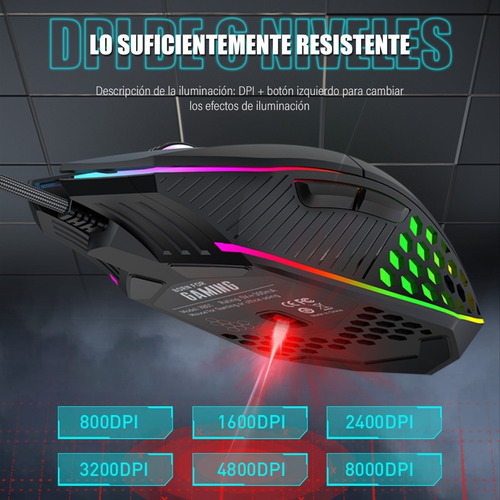 Mouse Ergonómico Y Programable Con Cable Para Videojuegos