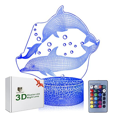 3d Illusion Dolphin Delphinus Family Night Light Lamp 1...