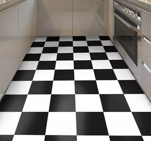 Papel de parede adesivo xadrez branco e preto