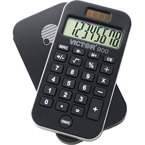 Mini Calculadora De Pila Solar Color Negro Y Tapa Deslizante