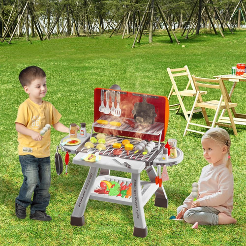 Juguete De Barbacoa Parrilla Asador Bbq Cocinita Niños 41pzs Color Rojo
