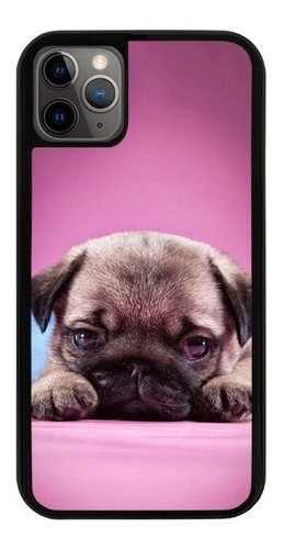 Funda Uso Rudo Tpu Para iPhone Pug Perro Triste Fondo Rosa