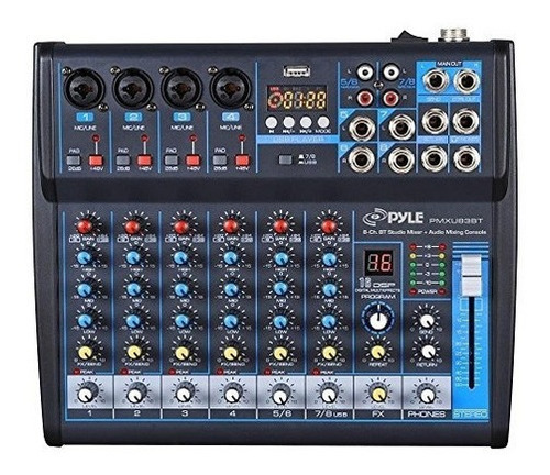 Pyle 8ch Studio Dj Mixer Interfaz De Audio Mezcla De Sonido 