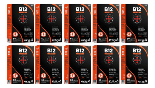 Kit 10 Suplemento Vitamina B12 Ultra 9,94mg 60caps - Katigua Sem Sabor