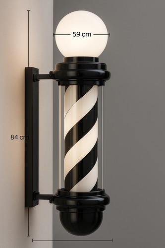 Poste De Barberia Clasicos Negro Con Blanco Grande Gordo