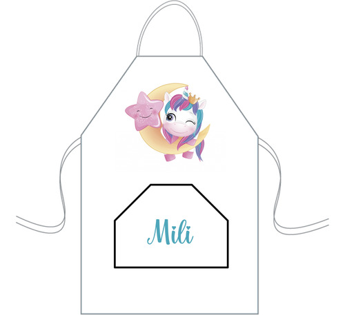 Delantal Cocina Mediano Para Niños Mini Chef Personalizado Unicornio 3 Personalizado