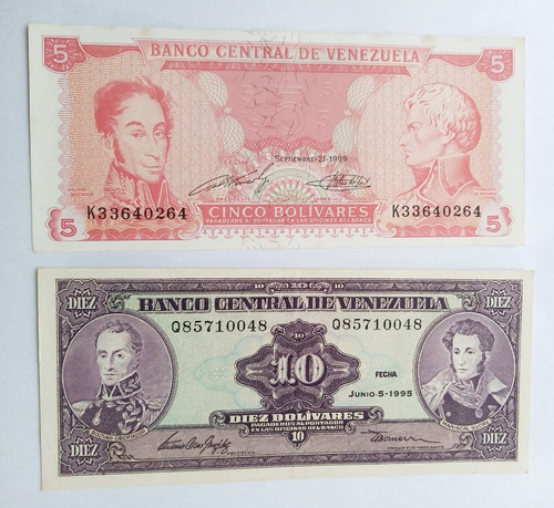 Billetes (5) Venezolanos Década 90's - Andrés Bello