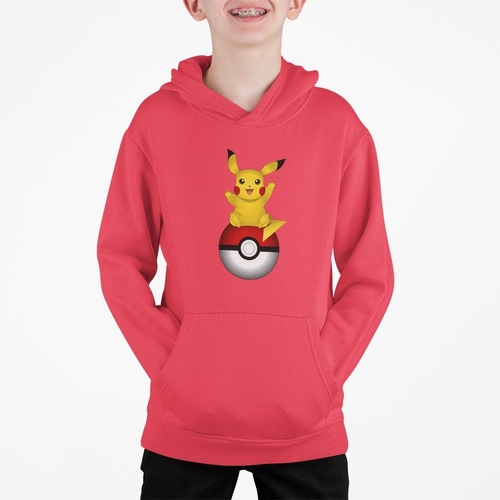 Poleron Infantil Poke Sobre Pokbola Algodon Estampado Unisex