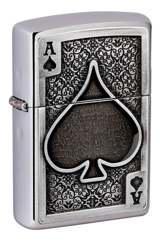 Encendedor Zippo Emblema Ace Cromado Cepillado 49637