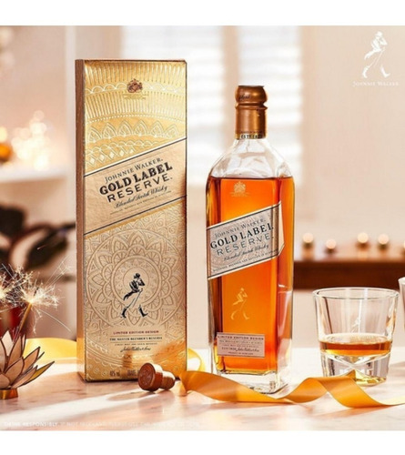 Box Johnnie Walker Gold + 2 Vasos + 2 Posa Vaso + 2 Habanos