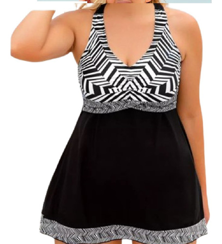 Malla Tankini 3xl Real Negro Y Blanco Talle Grande Especial