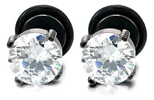 Pendientes Negros De 9 Mm Para Hombre Y Mujer Con Circonita