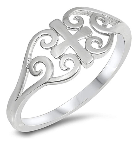 Choose Your Color Sterling Silver Cross Filigree Ring