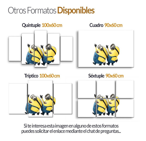 Cuadro Decorativo Moderno Minions Jd-0492 G Quíntuple 100x60 Cm Sin Marco