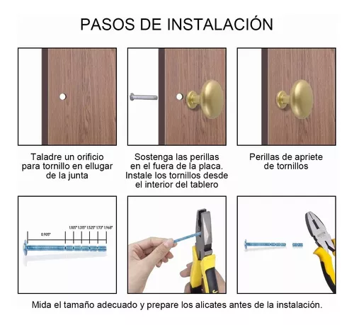 10 Piezas Tiradores Armarios de Acero Inoxidable Pomos para Puertas Cajones  con Tornillos Dorado - Botón en