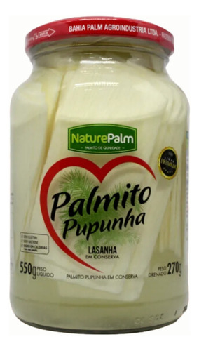 Palmito Pupunha Lasanha Em Conserva Premium Naturepalm 550g