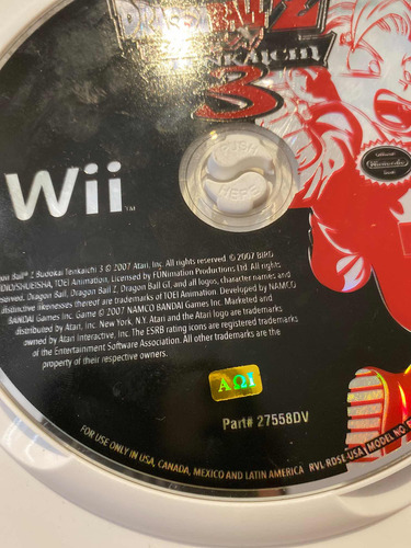 Dragon Ball Z Bodokai Tenkaichi 3 Nintendo Wii Oldskull G (Usado)