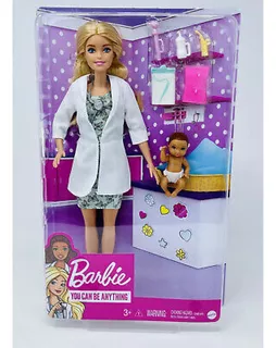 Barbie Pediatra Muñeca Rubia Doctora Con Bebe Y Accesorios