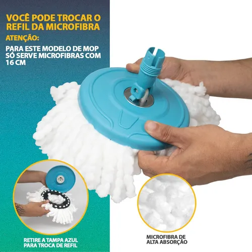 Balde Perfect Mop Pro 360° Giratório Limpeza Geral Esfregão 12l