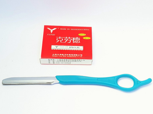 Navaja Símil Feather Con 10 Repuestos Peluquería Afeitar