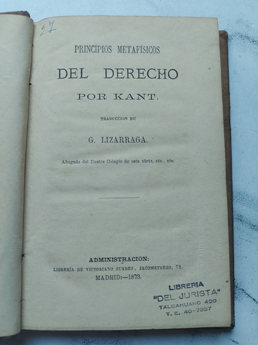 Principios Metafísicos Del Derecho. Kant. 52548