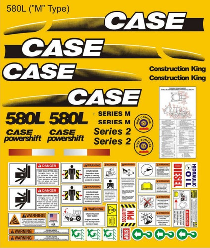 Calcomanías Case 580l Tipo M Con Preventivos Originales