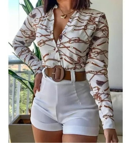 Conjunto De Camisa Y Pantalón Corto Con Estampado Floral