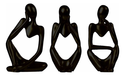 3 Estatuas De Pen R, Esculturas Abstractas Negras, Deco...