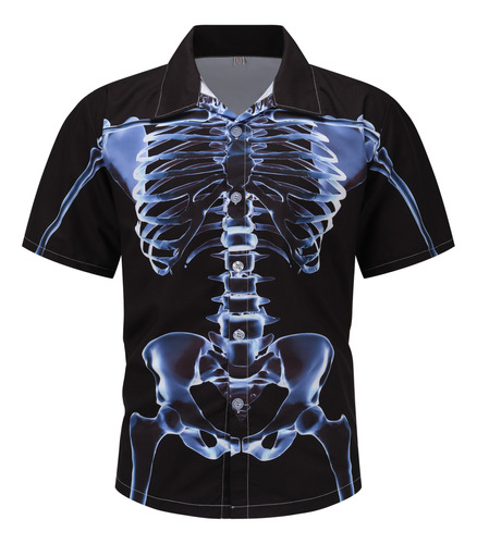 Camisas Hawaianas Casual De Manga Corta Esqueleto Humano
