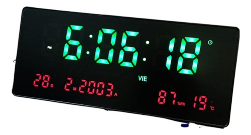 Reloj Digital De Pared Calendario Temperatura 36x15cm !!!