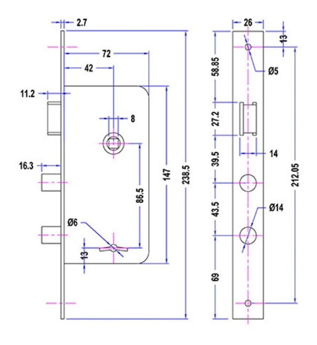 Imagen 2 de 2 de Cerradura Acytra 101 Para Puerta Exterior.