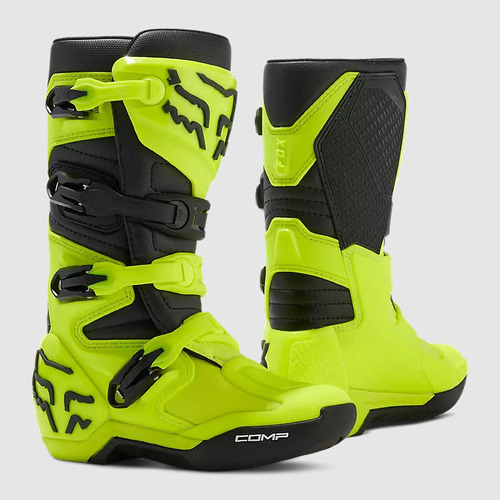 Botas Moto Niño Comp Amarillo Fluor Fox