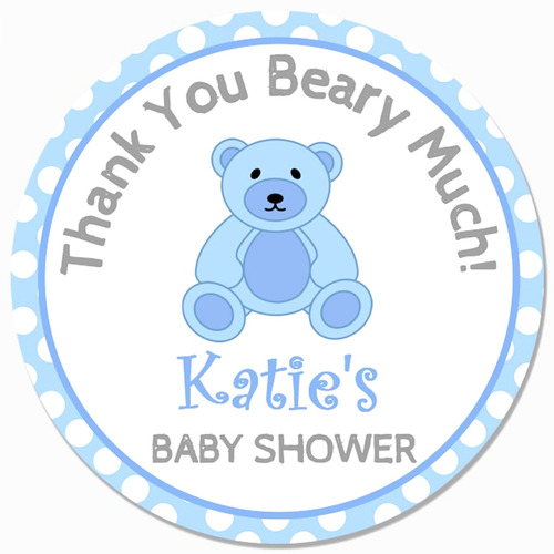 Etiquetas Baby Shower Osito Circulares 90 Pz 5cm