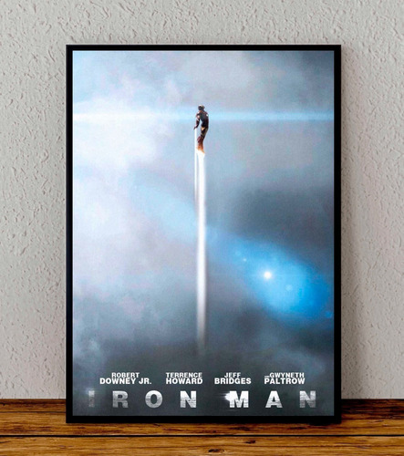 Cuadro 33x48 Poster Enmarcado Iron Man Marvel Downey Jr Peli