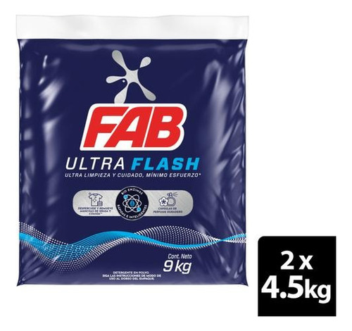 Fab Detergente En Polvo Ultra Flash 2 Unidades / 4.5 Kg