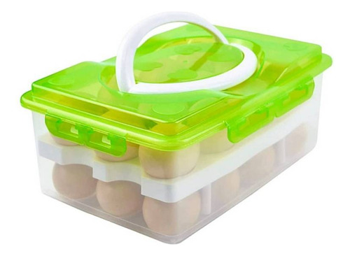 Contenedor De Plastico De 2 Niveles Para Huevos Con Tapa