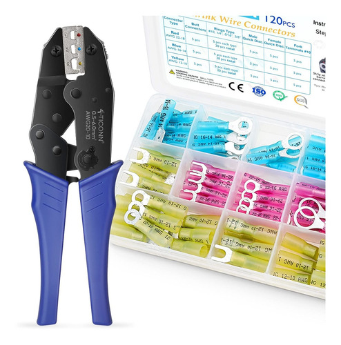 120 Unids Conector Alambre Termocontraible+herramienta Para