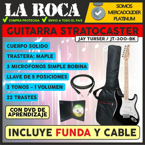 Imagen 3 de 10 de Guitarra Electrica Stratocaster Jay Turser Con Funda Premium