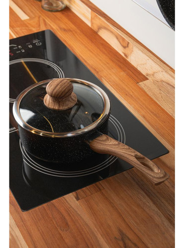 Panela De Indução Com Tampa De Vidro 16cm Granilite Preta