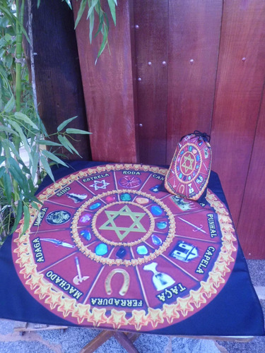 Toalha Esotérica Mandala Tarot Runas Cx Mdf 70x70 Cm