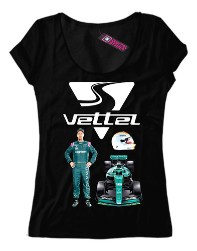 Remera Mujer Sebastian Vettel Aston Martin F1 6 Dtg Premium