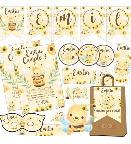 Kit Imprimible Candybar Abejita Girasol Abeja 100% Editable